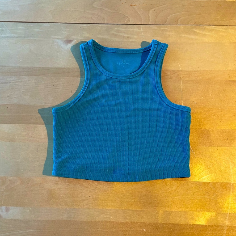 Altar’d State Revival Green Work Out Cropped Tank Top Size Medium